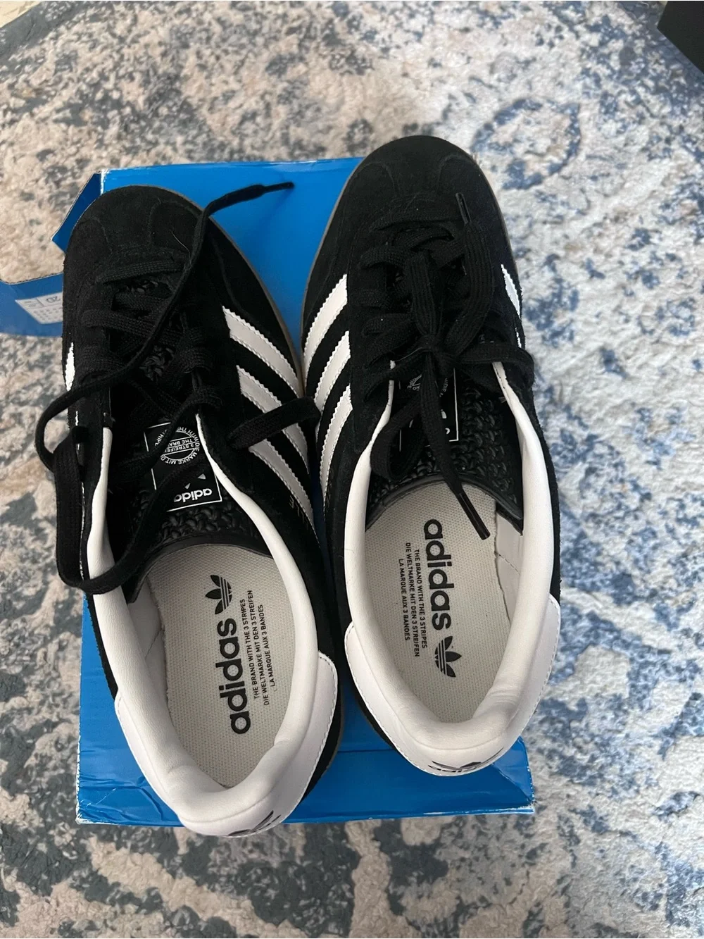 adidas Gazelle Black White with Gum Sole Sneakers